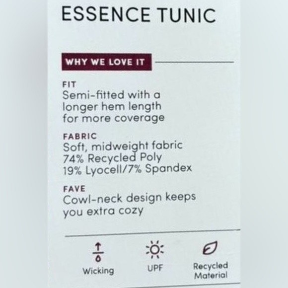 ATHLETA Essence Hooded Tunic Top Shirt Simply Lilac Pink UPF 50+ Cowl Neck Long - Picture 13 of 13